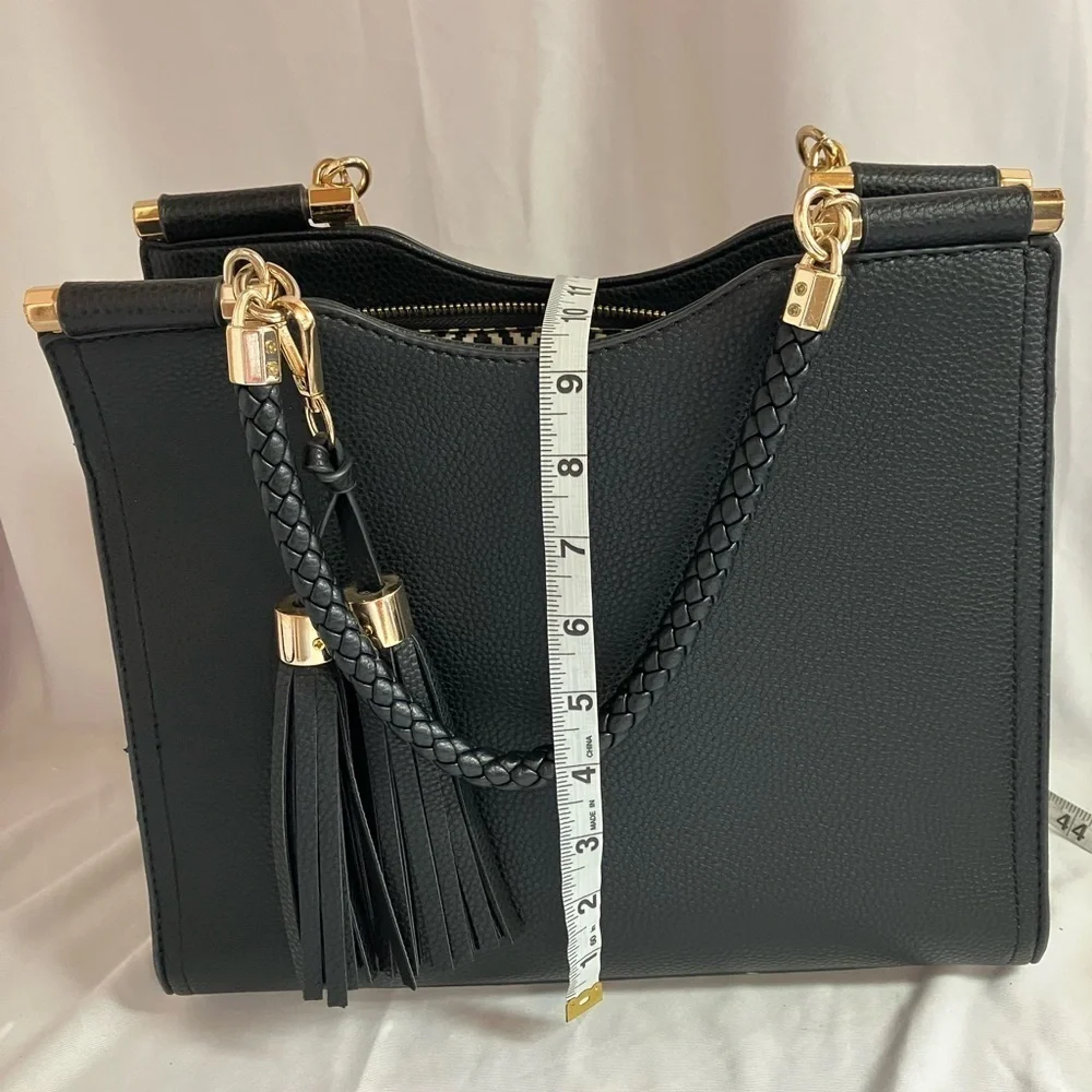 Miztique Black Tote with Gold Details